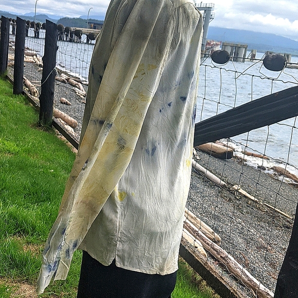 Alfred Sung silk blouse ecodyed. - Picture 2 of 4